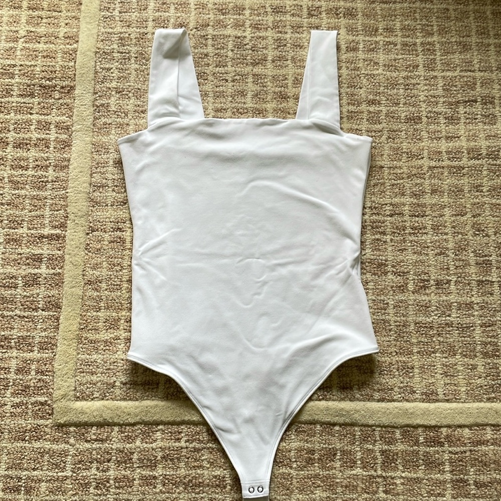 White Abercrombie Square neck Tank Bodysuit